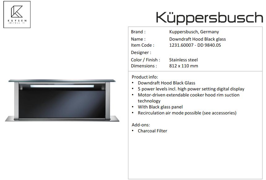 Kuppersbusch DD9840.0S downdraft hood 1231.60007