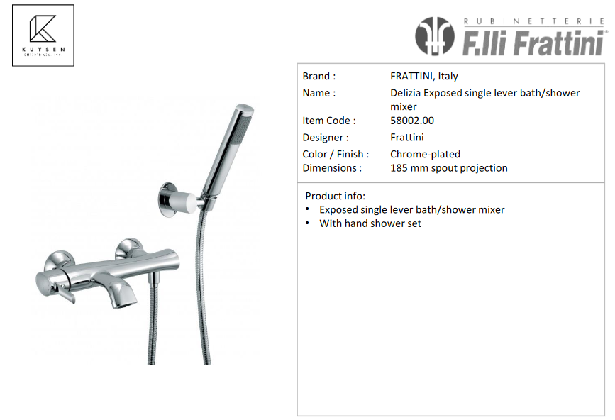 Frattini Delizia exposed bath/shower + handshower 58002.00