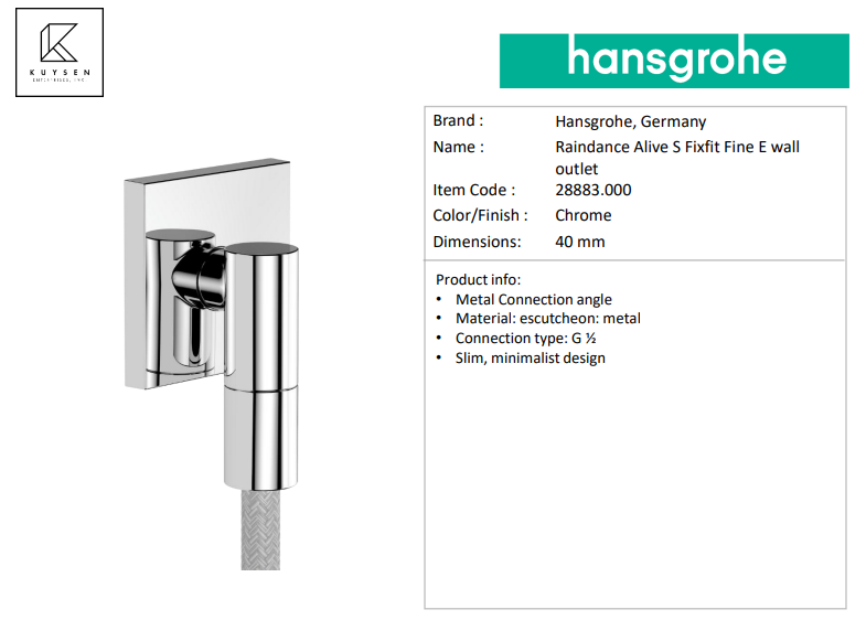 Hansgrohe Fixfit Fine E wall outlet chrome 28883.000