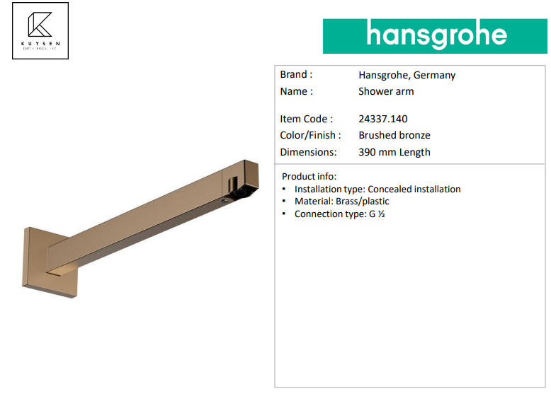 Hansgrohe Raindance AliveS overhead shower 300mm 24520.140 + 24337.140 arm