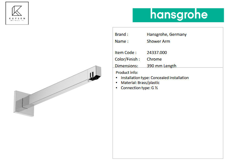 Hansgrohe Raindance Alive Q overhead shower 210mm with arm 24530.000 + 24337.000