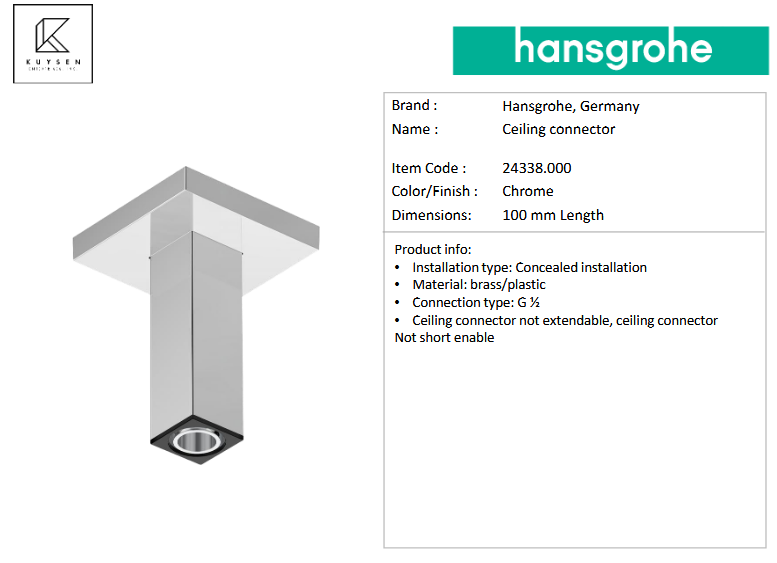 Hansgrohe Raindance Alive Q overhead shower 210mm with ceiling connector 24530.000 + 24338.000