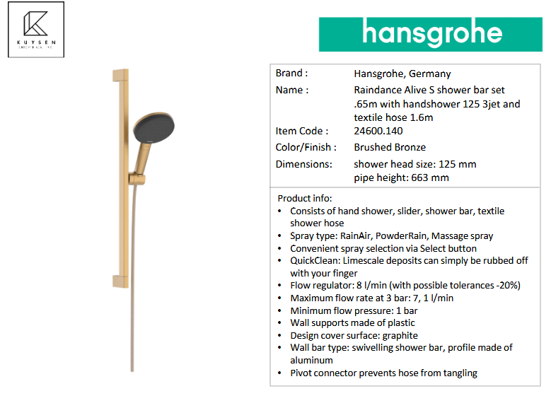 Hansgrohe Raindance Alive Q SelectS shower set 24600.140
