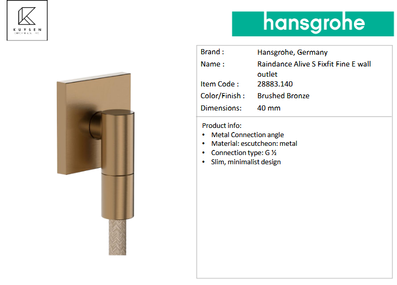 Hansgrohe Fixfit Fine E wall outlet Brushed Bronze 28883.140