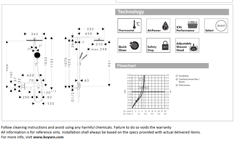 Hansgrohe Raindance Alive Q showerpipe 210/340 24590.000
