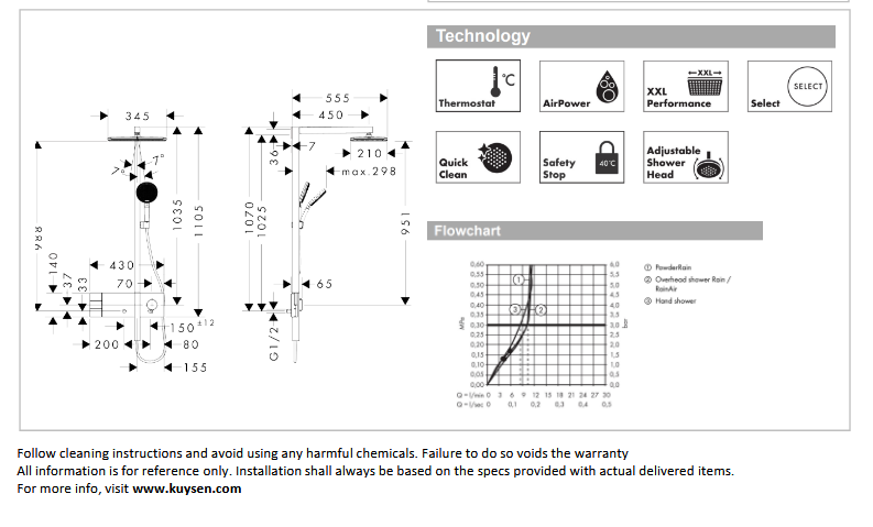Hansgrohe Raindance Alive Q showerpipe 210/340 24590.140