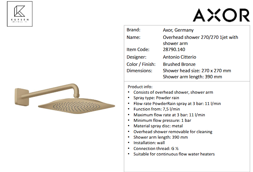 Axor Citterio C overhead shower 270/270 1jet 28790.140