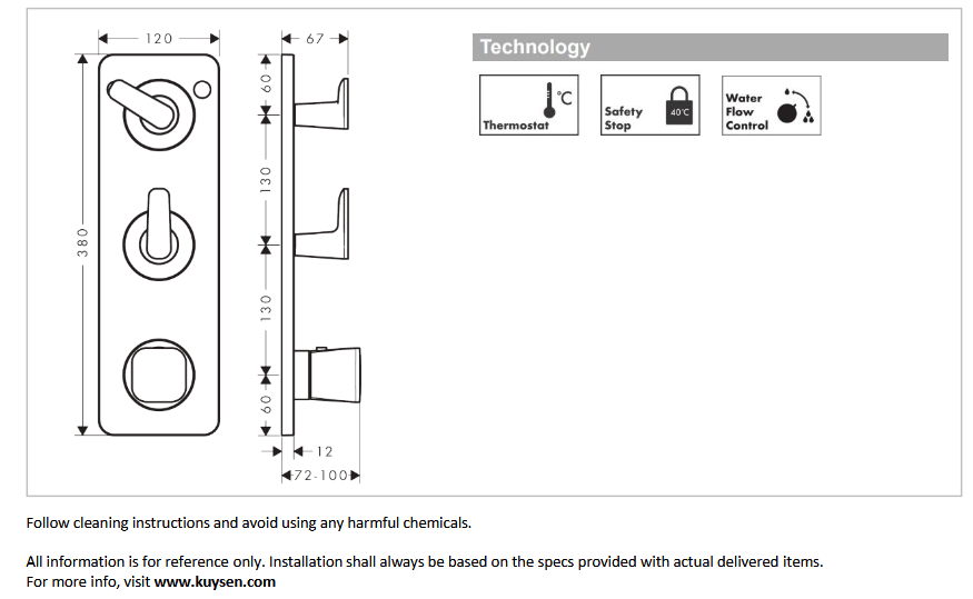 Axor Citterio thermostatic mod.380/120 cubic 49701.140