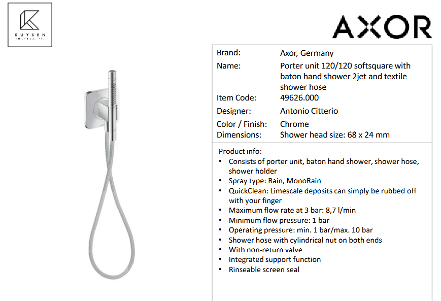 Axor Citterio C Porter 120/120 baton hand shower 49626.000