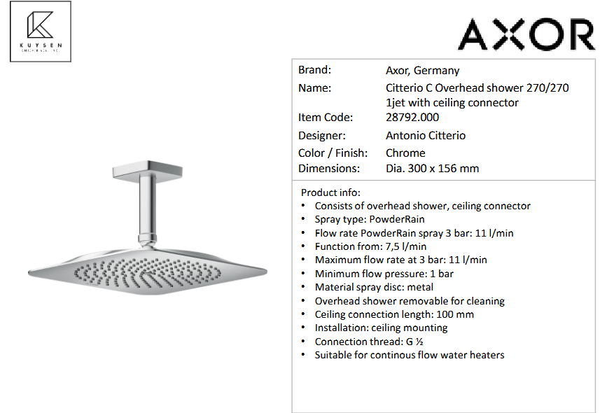 Axor Citterio C overheadshower 270 1jet 28792.000