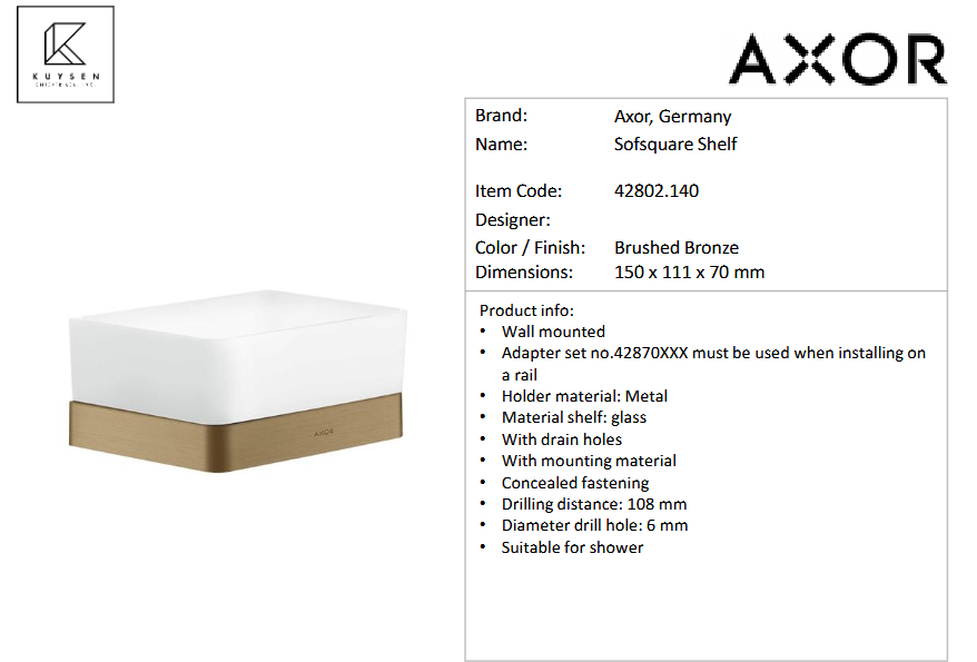Axor Universal Softsquare shelf 150 mm 42802.140