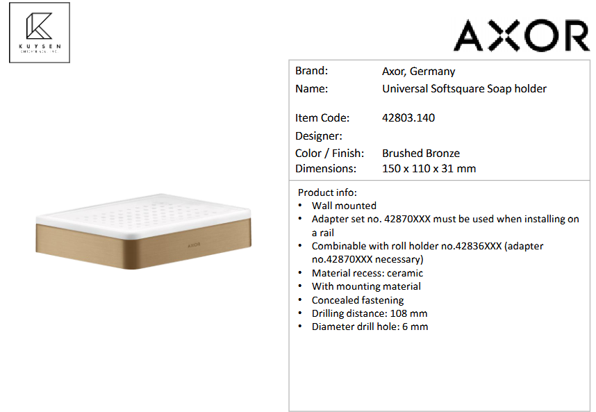 Axor Universal soap holder br.bronze 42803.140