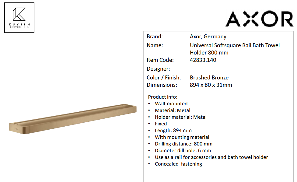 Axor Universal towel bar 800mm BBR 42833.140