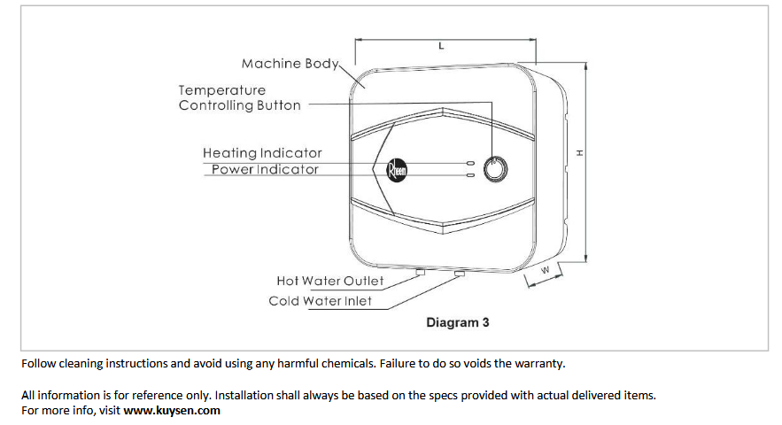 Rheem storage water heater 4 gals RCY15
