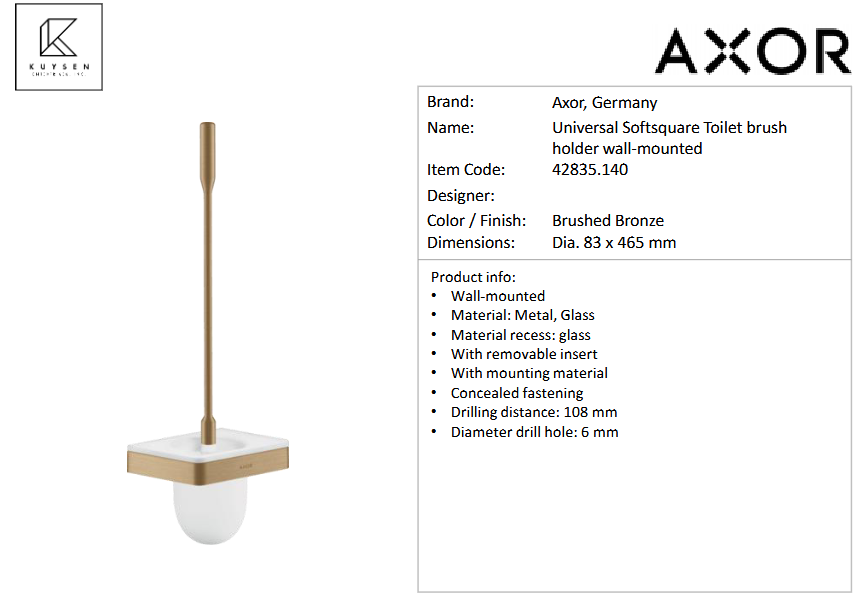 Axor Universal WC brush w/holder Brushed Bronze 42835.140