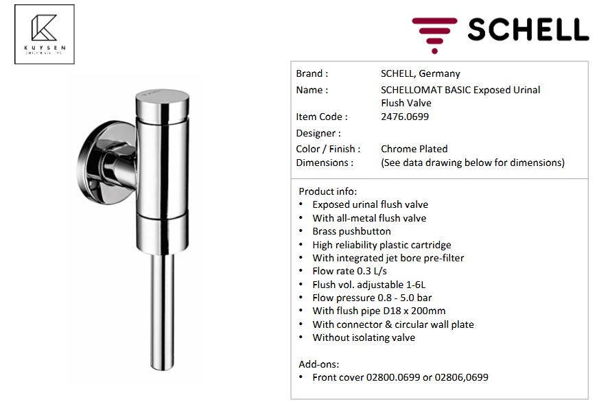 SCHELL Schellomat Basic urinal flush valve 02476.0699