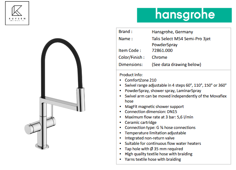 Hansgrohe Talis Select kitchen mixer M54 3jet 72861.000