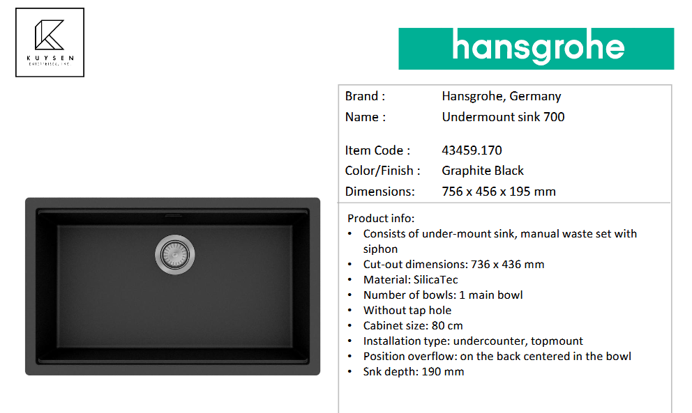Hansgrohe Silica Tec undermount 1B 756x456 graphite 43459.170