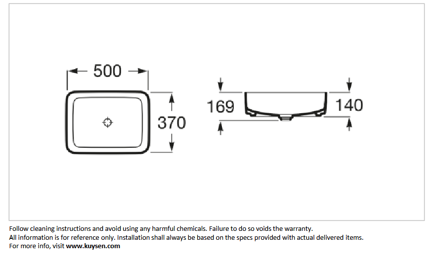 Roca INSPIRA SQUARE countertop basin without overflow A327530640