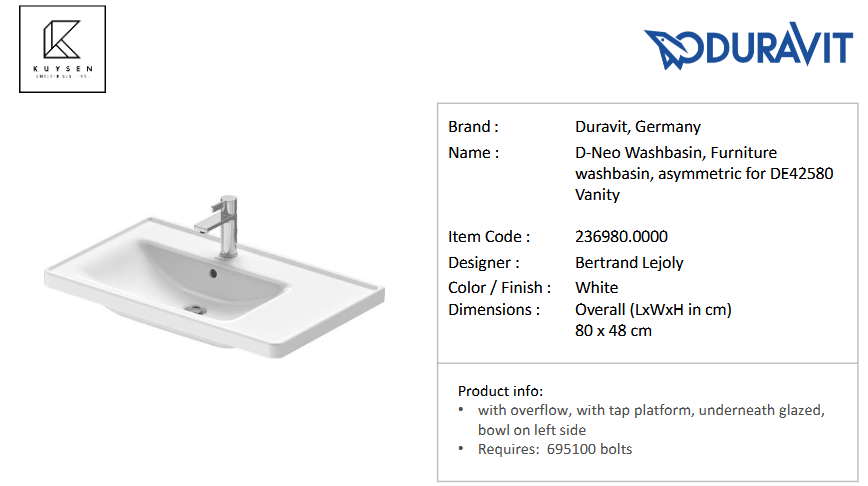Duravit D-Neo Furniture basin (left) Vanity unit