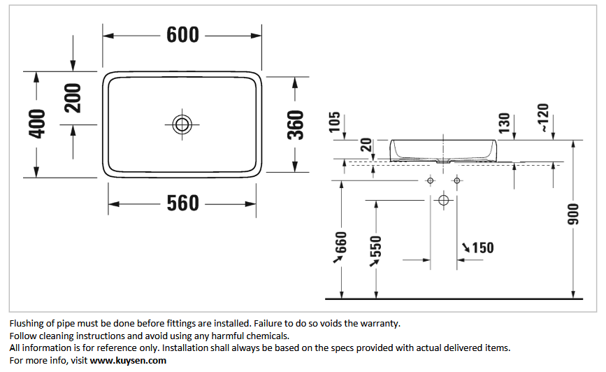 Duravit Qatego countertop basin 600x400mm 238360.2079