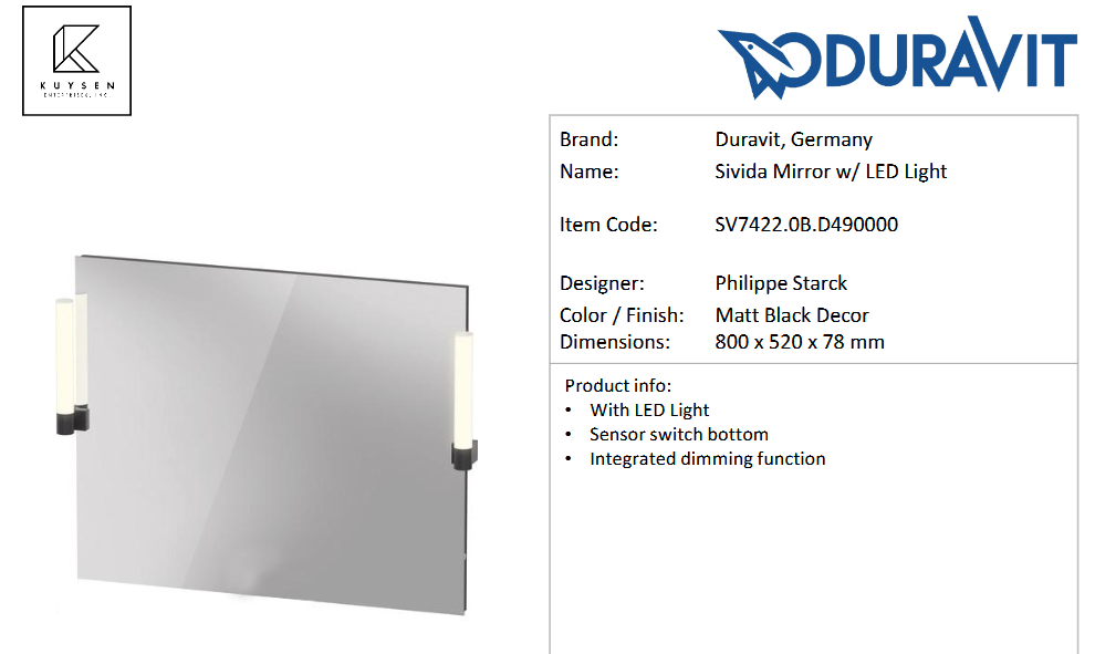 Duravit Sivida mirror with lighting SV7422.0B.D490000