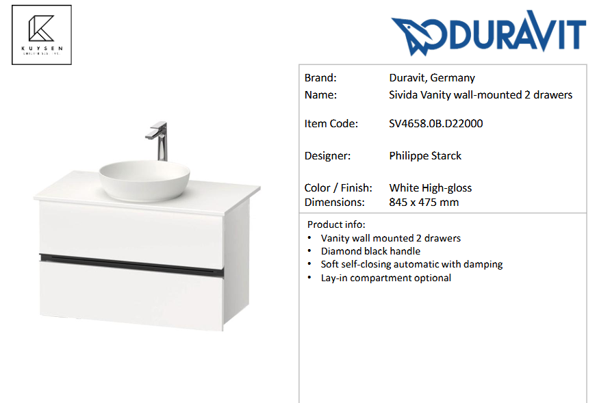 Duravit Sivida vanity floor standing SV4658.0B.D220000 + 266000.3200