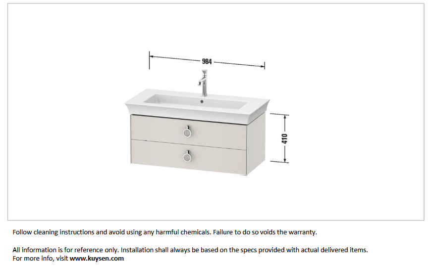 Duravit White Tulip vanity unit 2drawer with Wasbasin