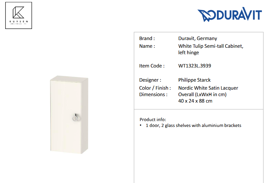 Duravit White Tulip cabinet 400x240 nordic white WT1323L.3939