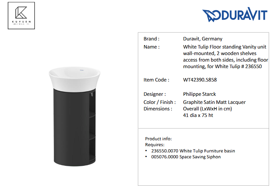 Duravit White Tulip furniture washbasin 500mm 236550.0070