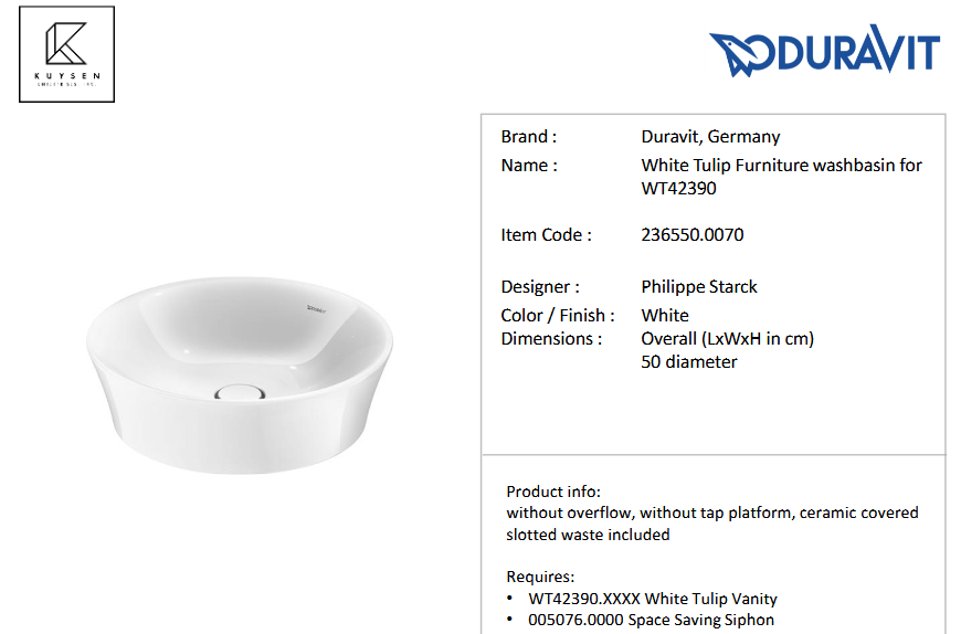 Duravit White Tulip vanity unit floorstand with washbasin taupe WT42390.6060