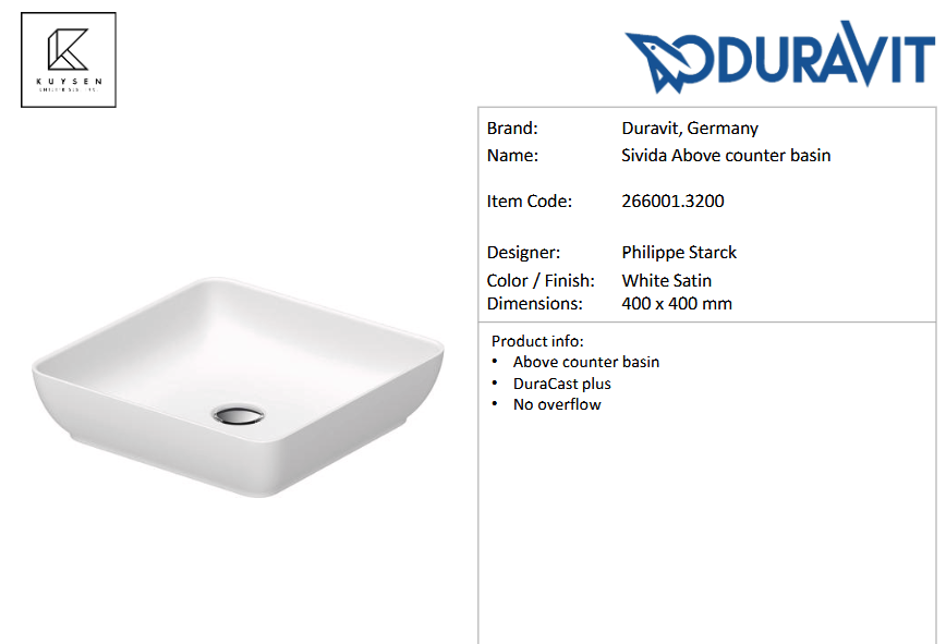 Duravit Sivida vanity floor standing SV4658.0B.D220000 + 266001.3200