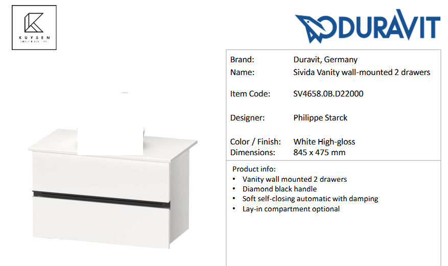 Duravit Sivida vanity floor standing SV4658.0B.D220000 + 266001.3200