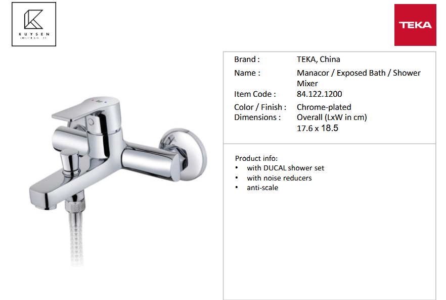 Teka Manacor exposed bath/shower mixer with handshower set 84.122.1200