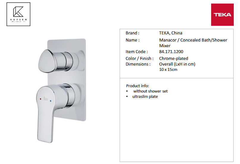 Teka Manacor built in bath/shower mixer diverter 84.171.1200