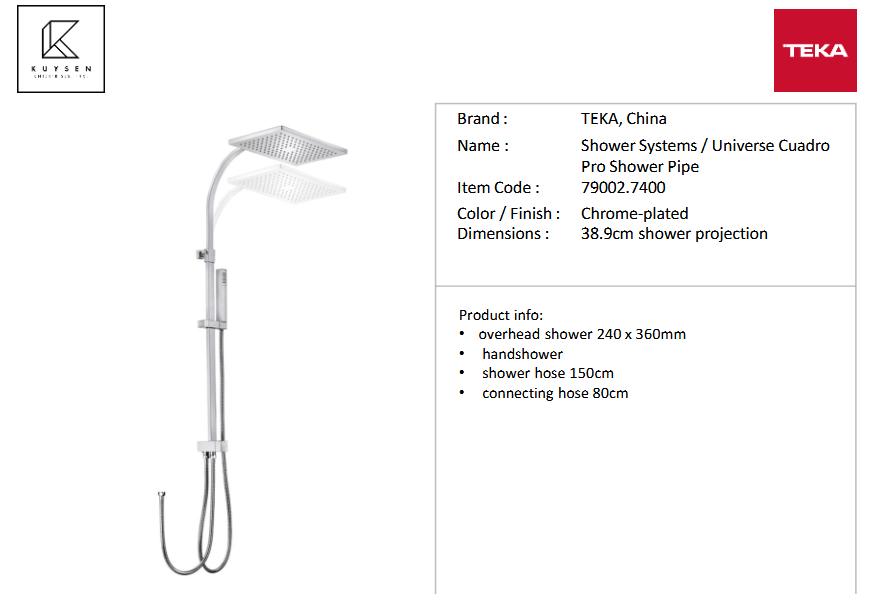 Teka Universe Cuadro Pro shower pipe cnt 79.002.7400