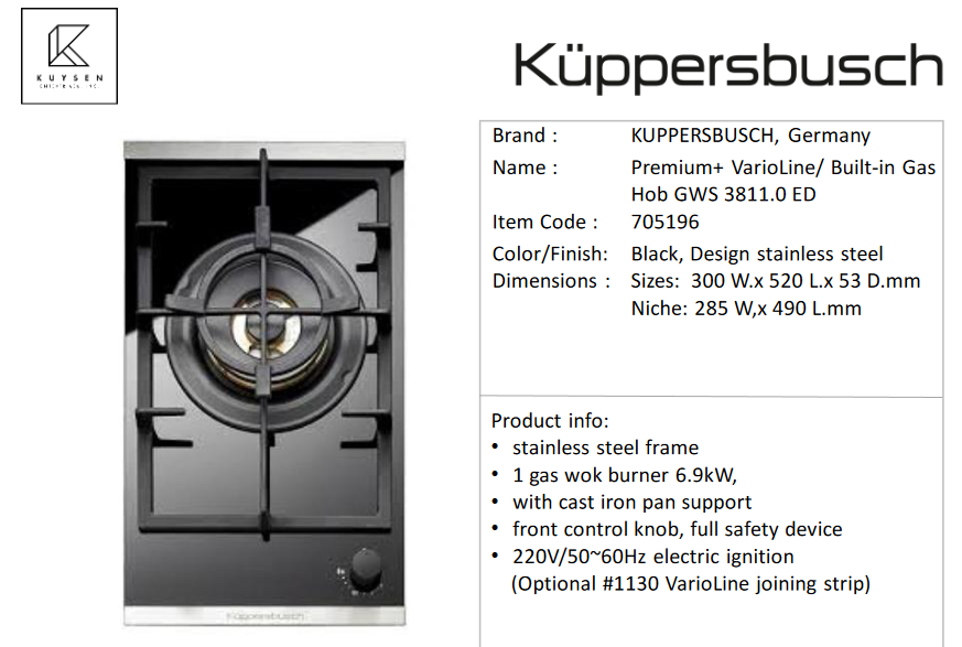 Kuppersbusch Premium+ VarioLine/ Built-in Gas Hob GWS 3811.0 ED 1226.30006