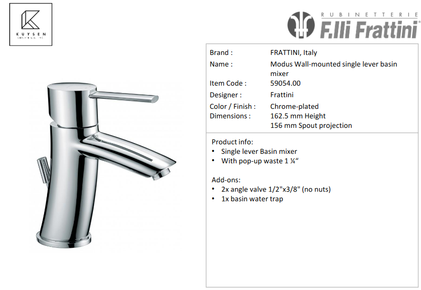 Frattini Brera Basin Mixer 59054.00