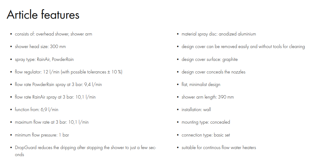 Hansgrohe Raindance Alive S overhead shower 300mm 2jet with arm 24540.000