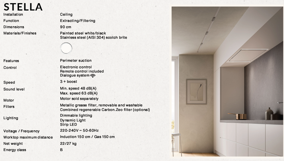 Falmec Stella Plus Ceiling Hood 90cm White