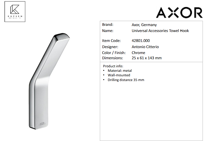 Axor Universal Single hook Chrome 42801.000
