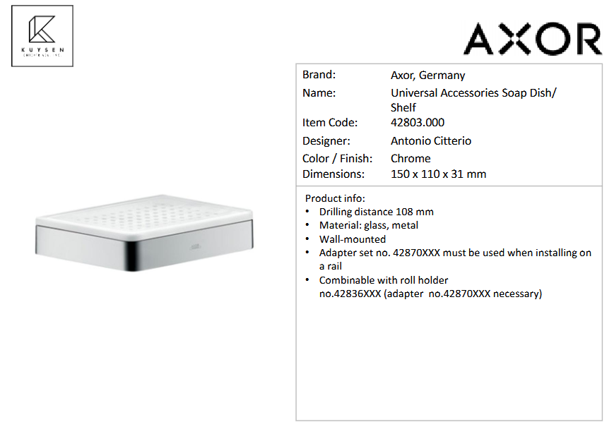 Axor Universal Soap holder, Chrome 42803.000