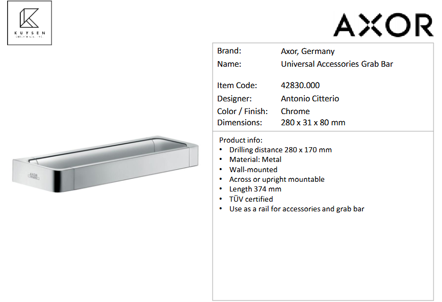 Axor Universal Grab bar 374mm, Chrome 42830.000