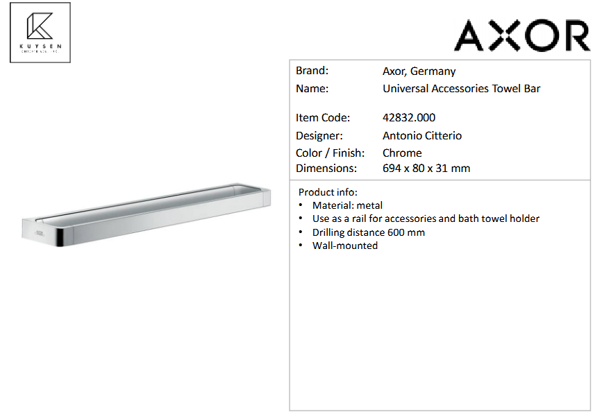 Axor Universal Towel bar 600mm, Chrome 42832.000
