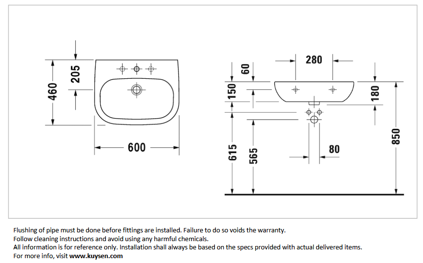 Duravit D-Code Wall Hung Basin 231060.00002  + 695100.0000