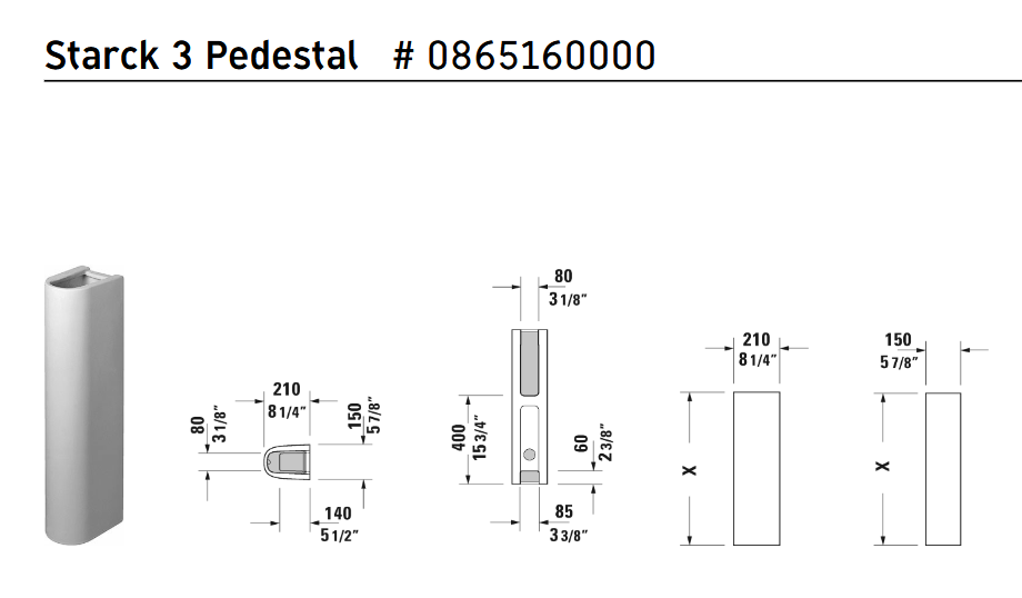 Duravit Stark 3 Washbasin with Pedestal 030470.00001