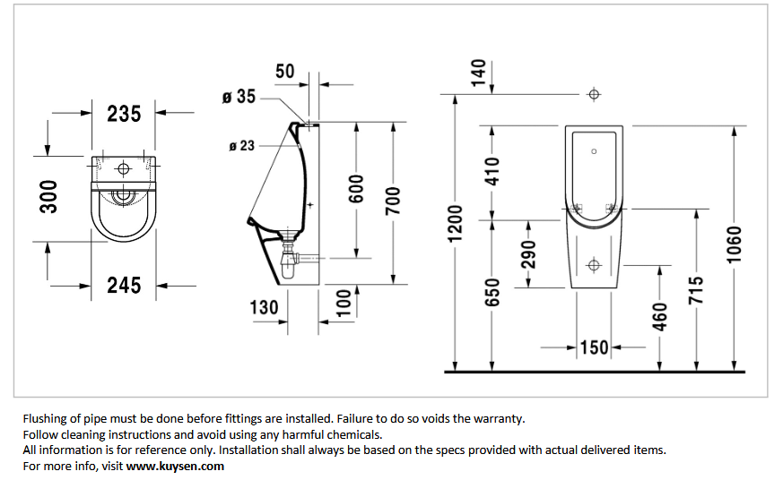 Duravit Philippe Stark 3 Visible Inlet Urinal with Nozzle