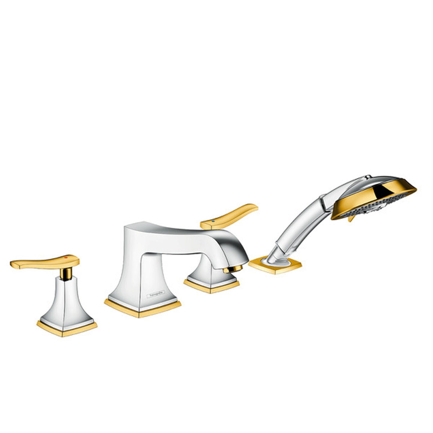 Hansgrohe Metropol Classic 4Hole rim mounted tub mixer (lever) with 13444.180 basic set 31441.090