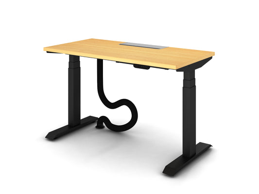 Haworth HAT adjustable table with cable tray and flip top SYELFS1206-MPLSVRBLK