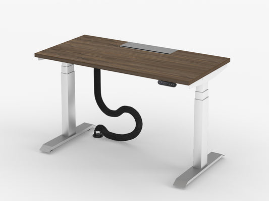 Haworth HAT adjustable table with cable tray and flip top SYELFS1206-WALSVRSVR